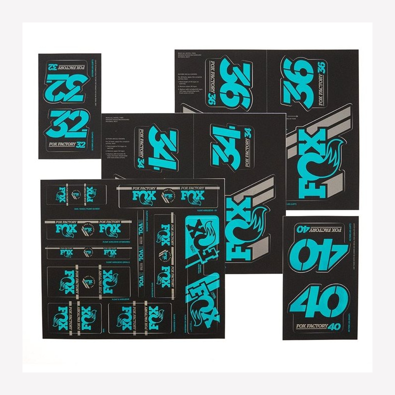 FOX Decal 2019 AM Heritage, Fork and Shock Kit, Turquoise