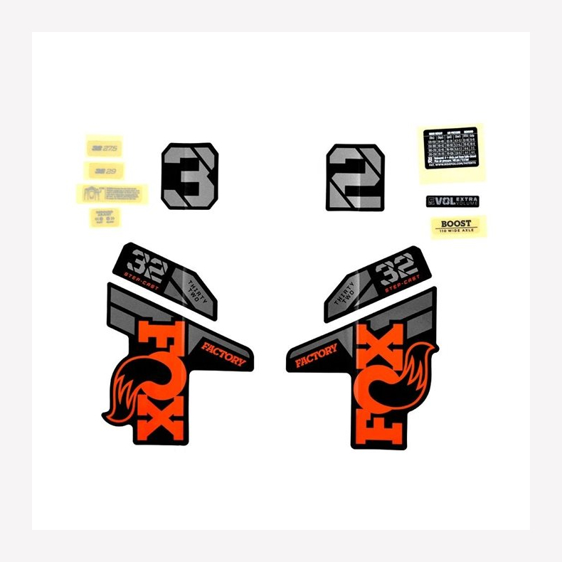 Decal Kit: 2021, 32 SC, F-S, Orange/Black Logo, Shiny Black Fork