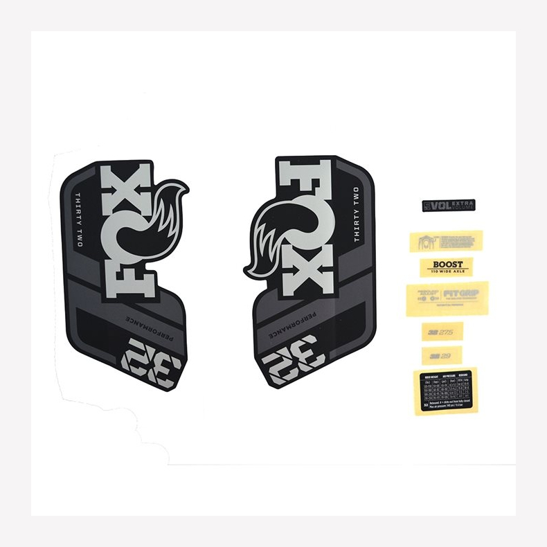 Decal Kit: 2021, 32, P-S, Gray Logo, Matte Black Fork