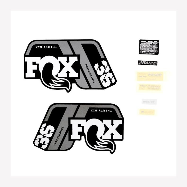 Decal Kit: 2021, 36, P-S, Gray Logo, Matte Black Fork