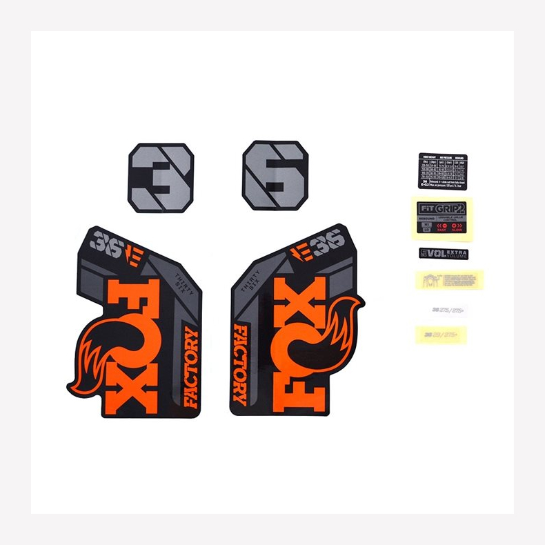 Decal Kit: 2021, 36, F-S, E-Bike+, Orange Logo, Shiny Black Fork