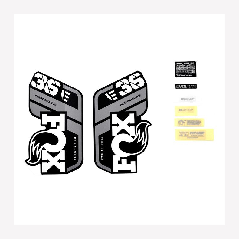 Decal Kit: 2021, 36, P-S, E-Bike+, Gray Logo, Matte Black Fork