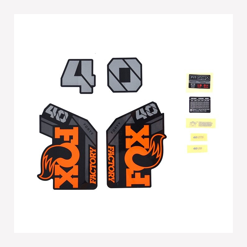 Decal Kit: 2021, 40, F-S, Orange Logo, Shiny Black Fork