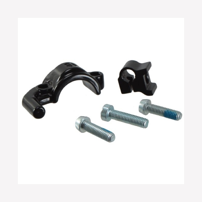 Left Master cylinder glossy black clamp and screws (Sram MixMaster)