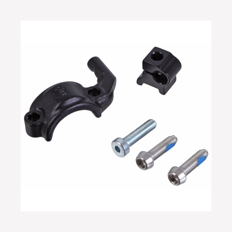 Left Master cylinder matte black clamp and screws (Sram MixMaster)